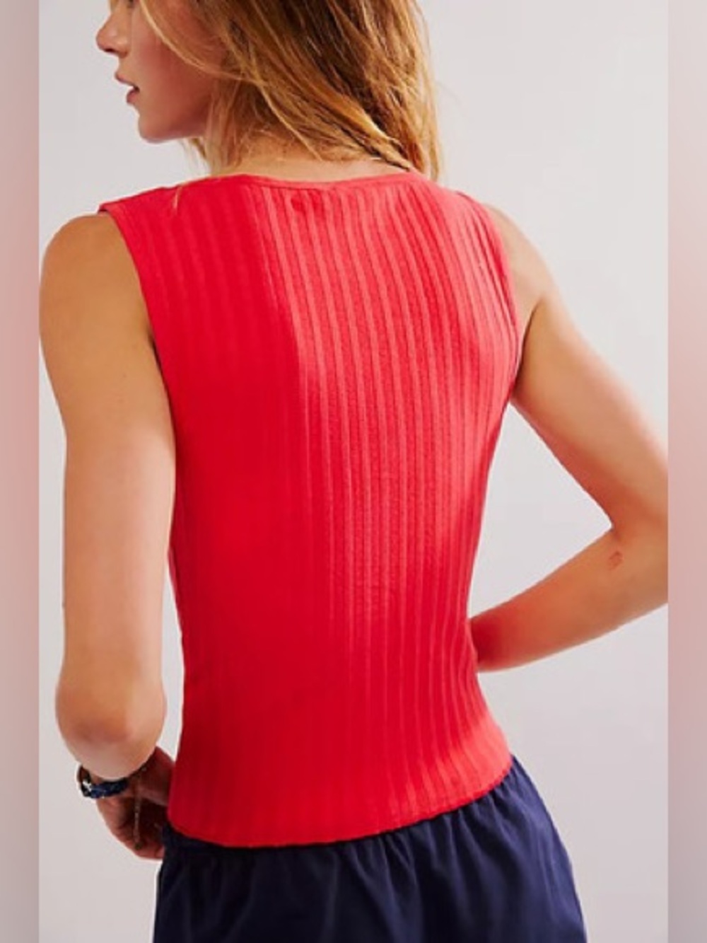 NWT FREE PEOPLE Tilly Vest | Tomato Puree MSRP $58 Size L - Picture 4 of 6